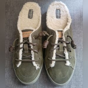 Sperry olive green Suede Slip-ons NWOB women's 7.